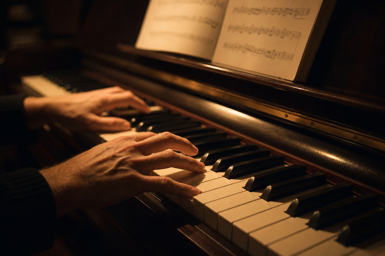 Piano de estudo com partituras